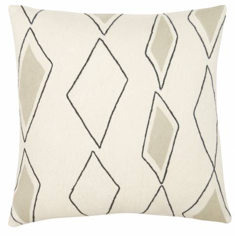 Judy Ross Textiles Hand-Embroidered Chain Stitch Cascade Throw Pillow cream/charcoal/oyster